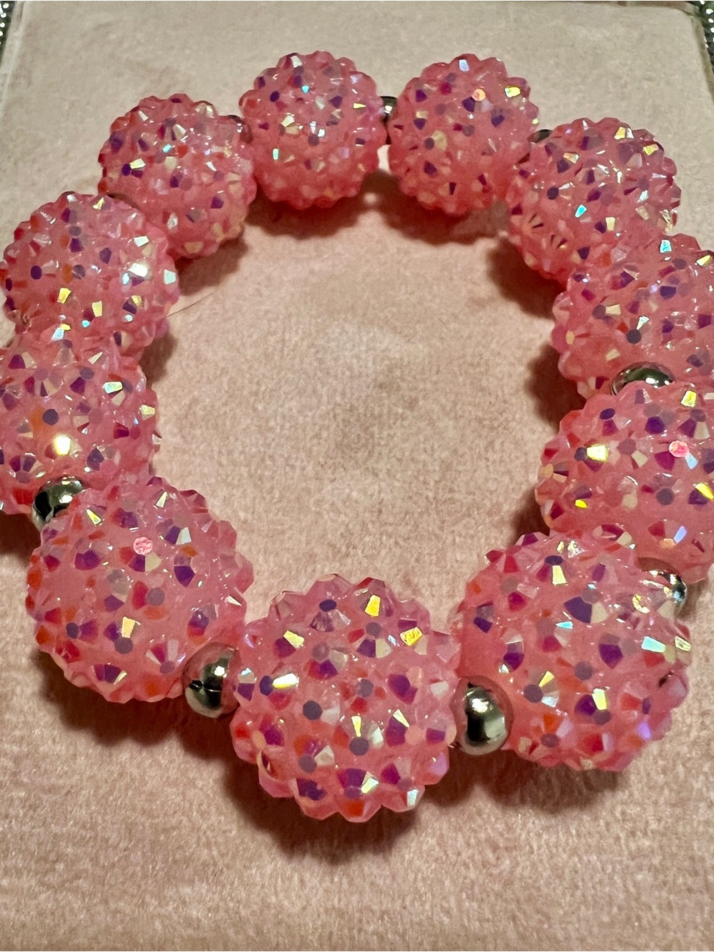ATG - Alice in Dallas Sparkling Pink AB Beaded Stretch Bracelet